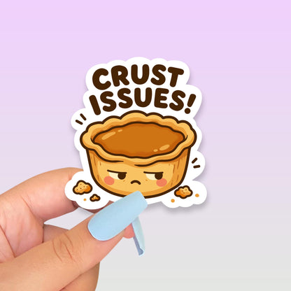 Crust Issues Butter Tart Sticker, Cute Kawaii Canadian Dessert Vinyl Decal, Funny Food Pun Sticker, Snack Lover Gift, Canada Bakery Humour
