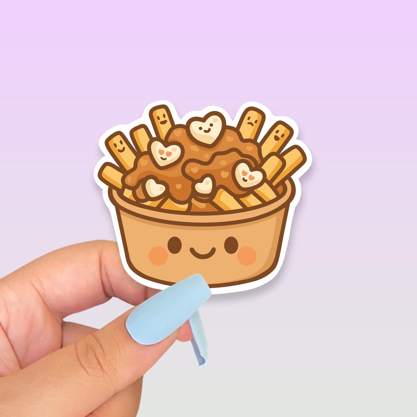 Poutine Sticker, Cute Kawaii Canadian Food Vinyl Decal, Fries Gravy Cheese Curd Gift, Snack Lover Laptop Sticker