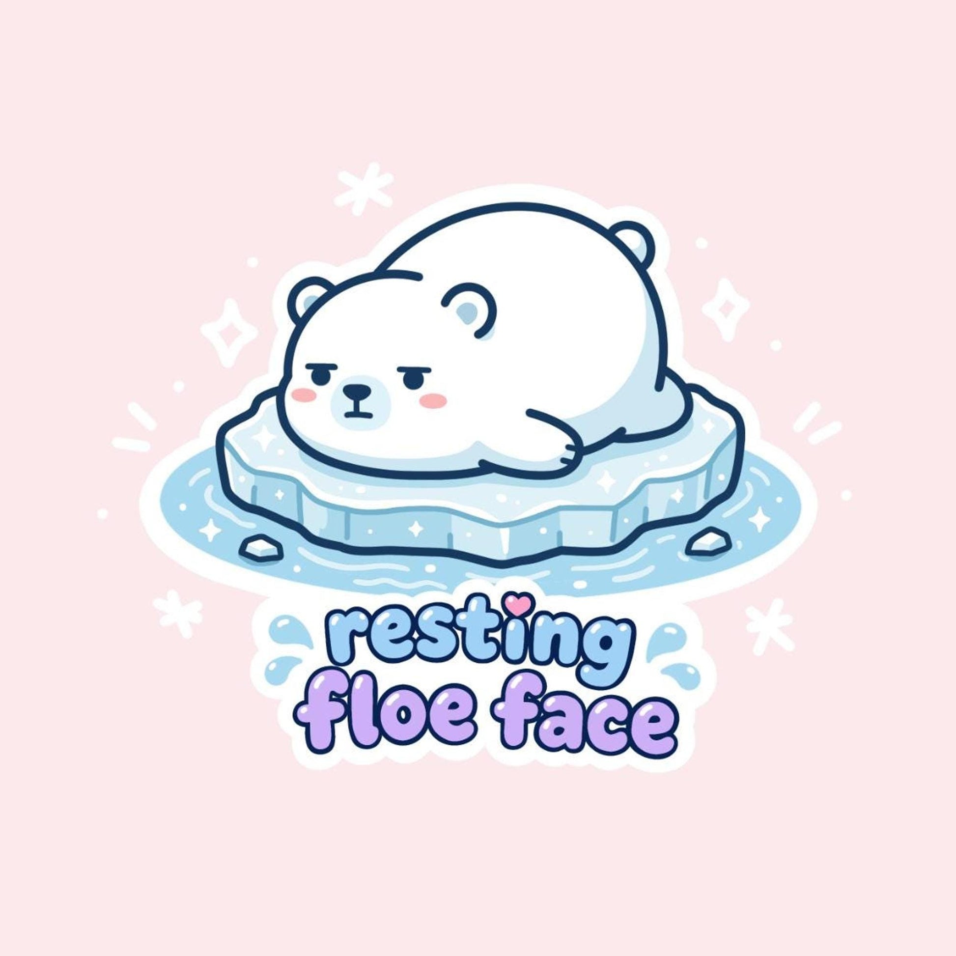 Resting Floe Face Sticker, Kawaii Canadian Polar Bear Vinyl Decal, Funny Winter Animal Meme, Grumpy Arctic Gift, Laptop Water Bottle Decor
