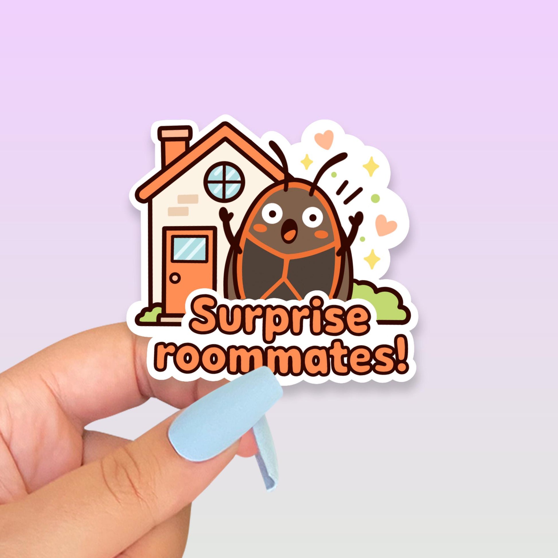 Surprise Roommates Sticker, Cute Kawaii Box Elder Bug Vinyl Decal, Funny House Pest Gift, Insect Lover Laptop Sticker