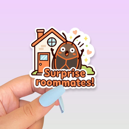 Surprise Roommates Sticker, Cute Kawaii Box Elder Bug Vinyl Decal, Funny House Pest Gift, Insect Lover Laptop Sticker