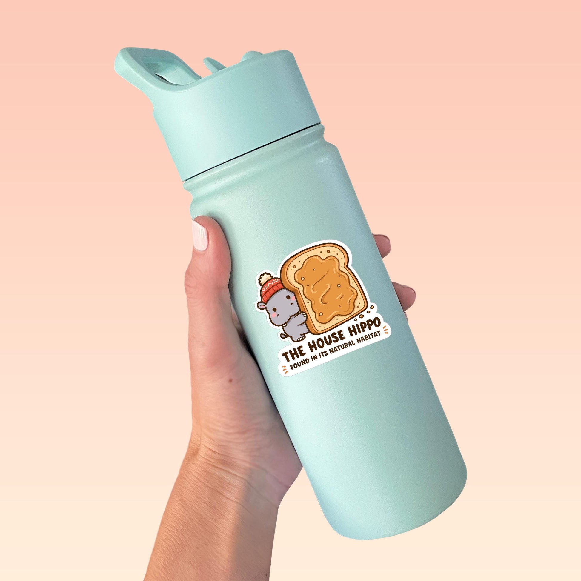 House Hippo Sticker, Funny Kawaii Canadian Nostalgia Vinyl Decal, 90s Retro TV Snack Gift for Laptop Water Bottle Planner Journal