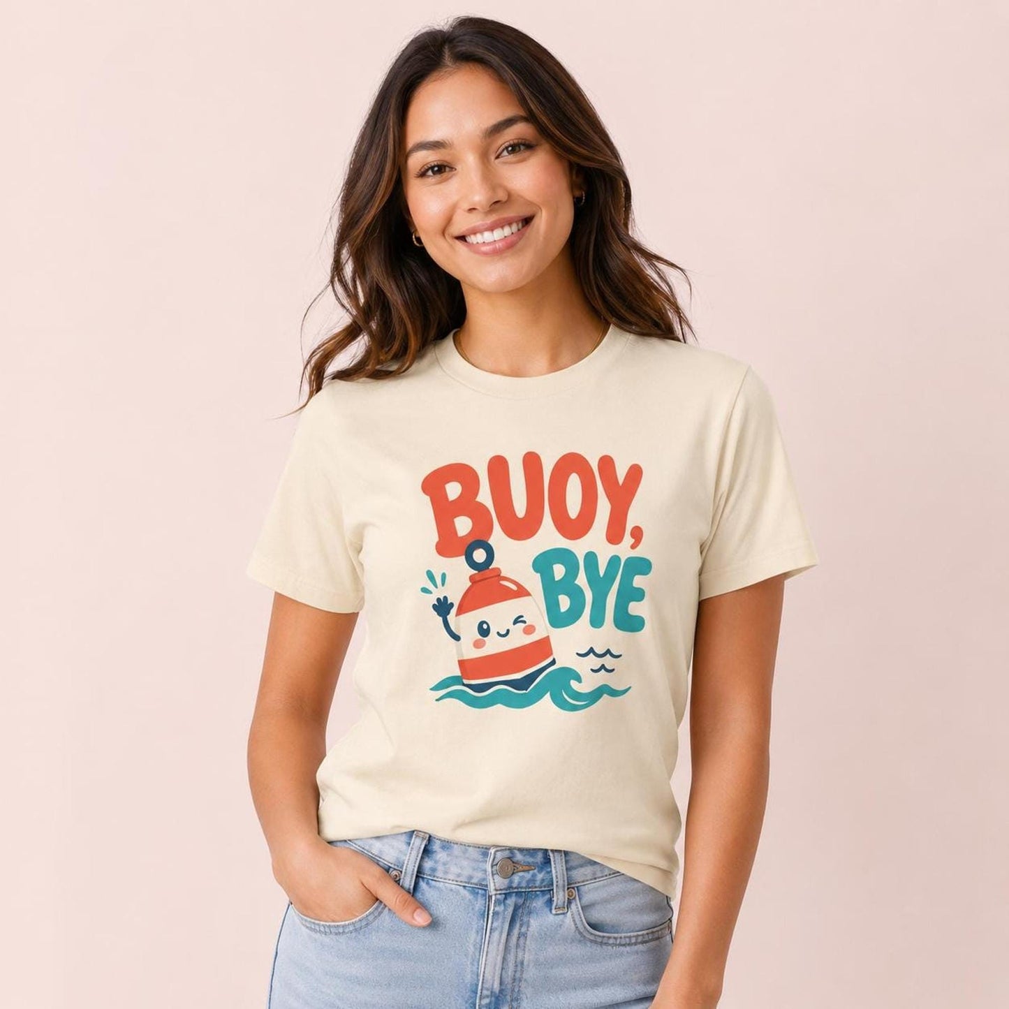 Buoy Bye T-Shirt, Kawaii Nautical Unisex Tee, Funny Boy Bye Ocean Pun, Coastal Attitude Beach Vacation Gift, Boat Life Top