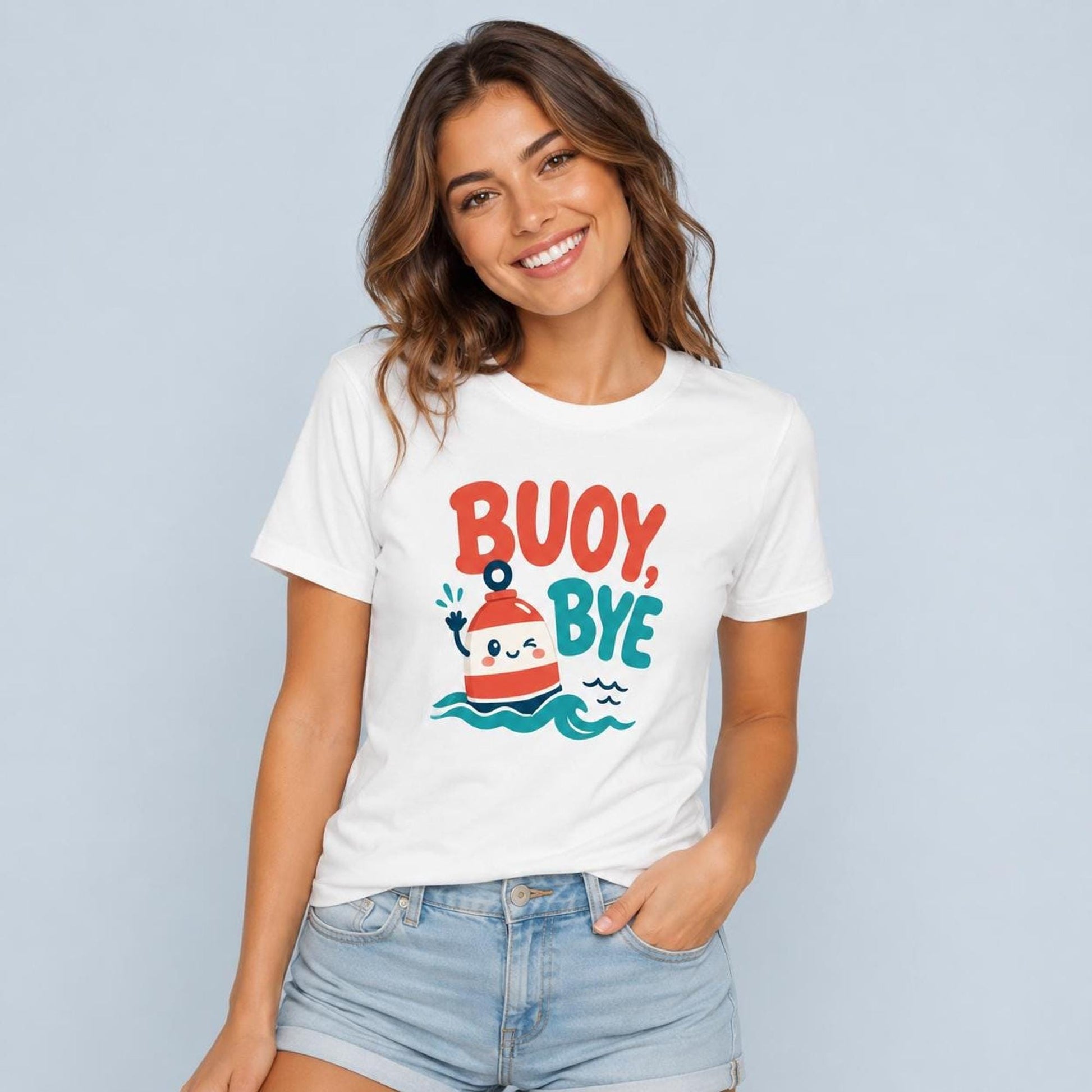 Buoy Bye T-Shirt, Kawaii Nautical Unisex Tee, Funny Boy Bye Ocean Pun, Coastal Attitude Beach Vacation Gift, Boat Life Top