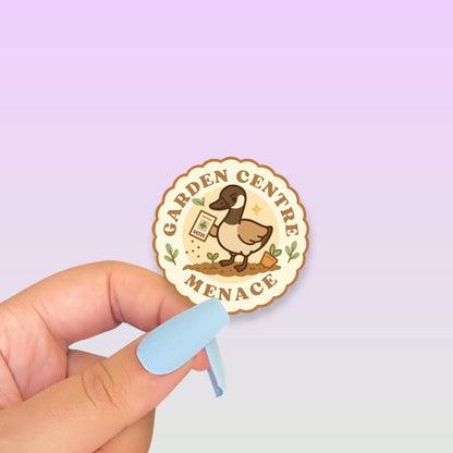 Garden Centre Menace Sticker, 2 Inch Cute Kawaii Canada Goose Vinyl Decal, Funny Gardening Badge, Plant Lover Gift