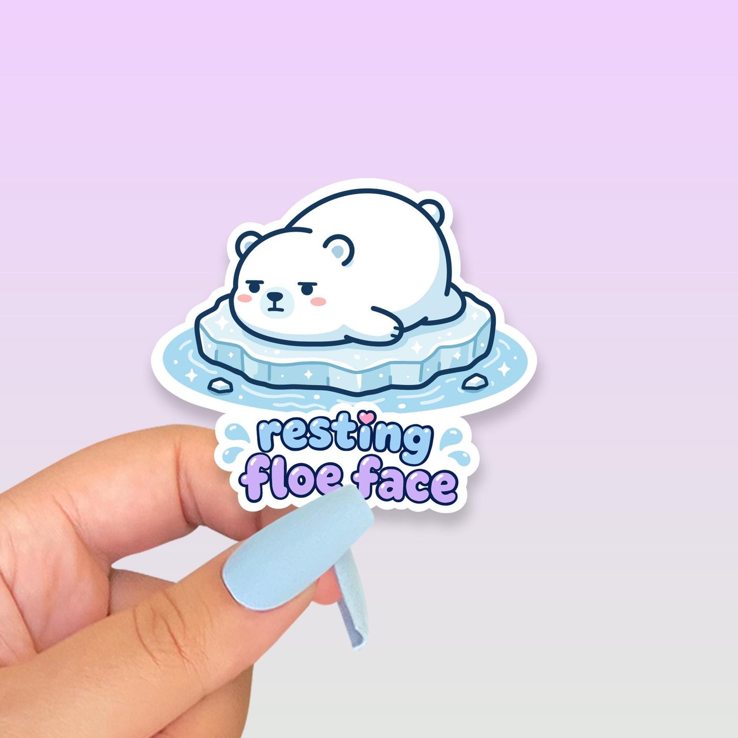 Resting Floe Face Sticker, Kawaii Canadian Polar Bear Vinyl Decal, Funny Winter Animal Meme, Grumpy Arctic Gift, Laptop Water Bottle Decor