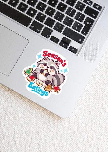 Season's Eatings Raccoon Sticker