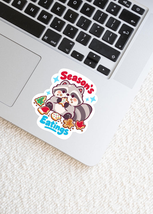 Season's Eatings Raccoon Sticker