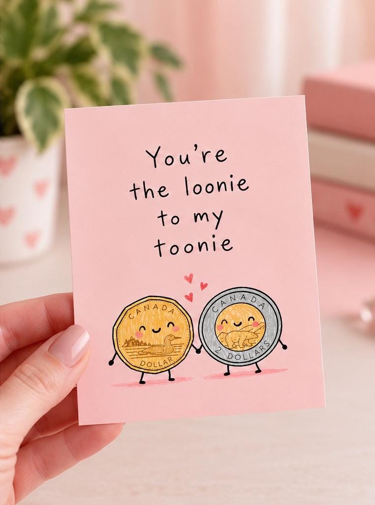 You're The Loonie To My Toonie Card