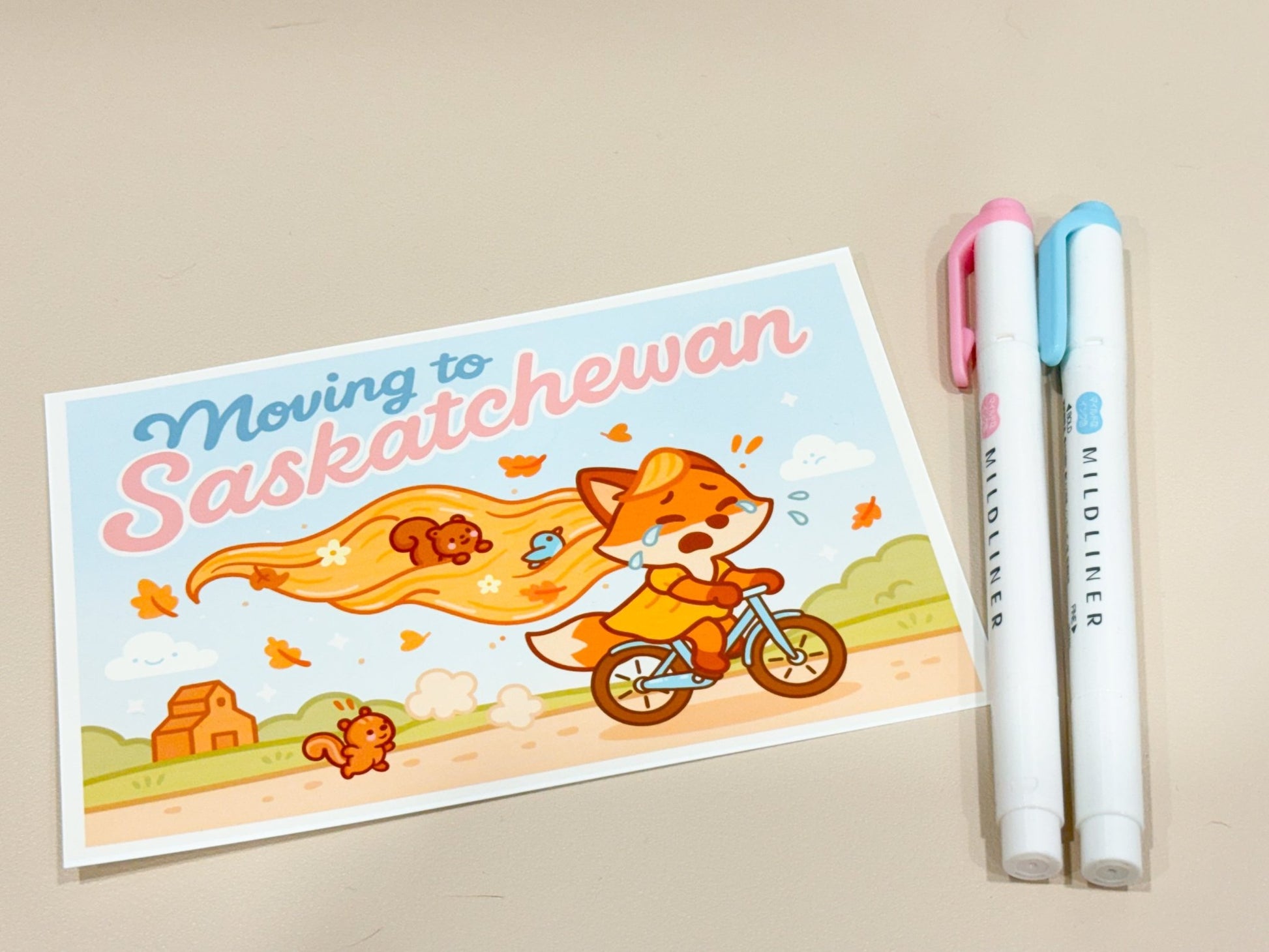 Moving to Saskatchewan Fox Art Print | Cozy Canadian Kawaii Illustration - Paige Poutine