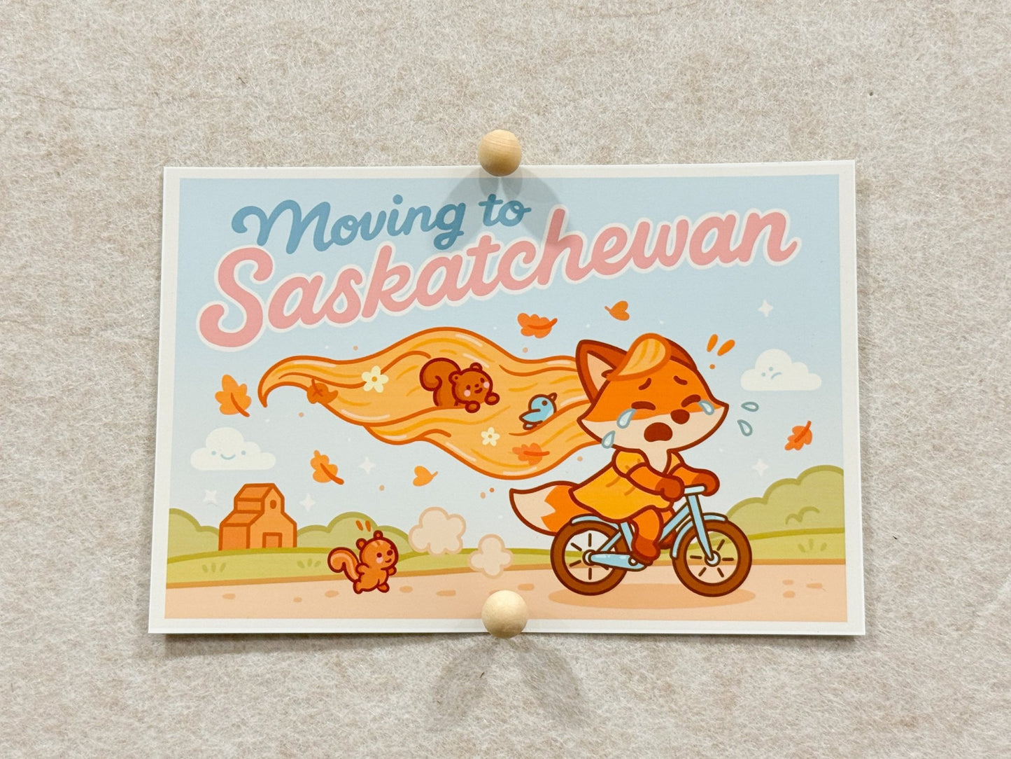 Moving to Saskatchewan Fox Art Print | Cozy Canadian Kawaii Illustration - Paige Poutine