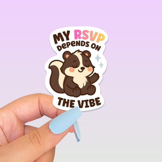 My RSVP Depends On The Vibe Skunk Sticker - Paige Poutine
