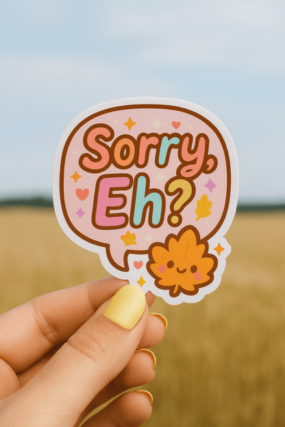 Sorry Eh? Maple Leaf Sticker | Canadian Vinyl Die Cut - Paige Poutine