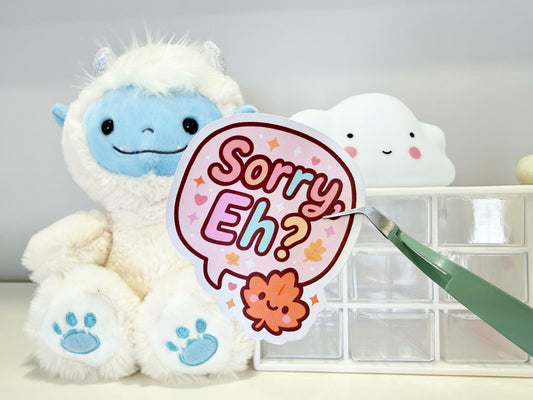 Sorry Eh? Maple Leaf Sticker | Canadian Vinyl Die Cut - Paige Poutine