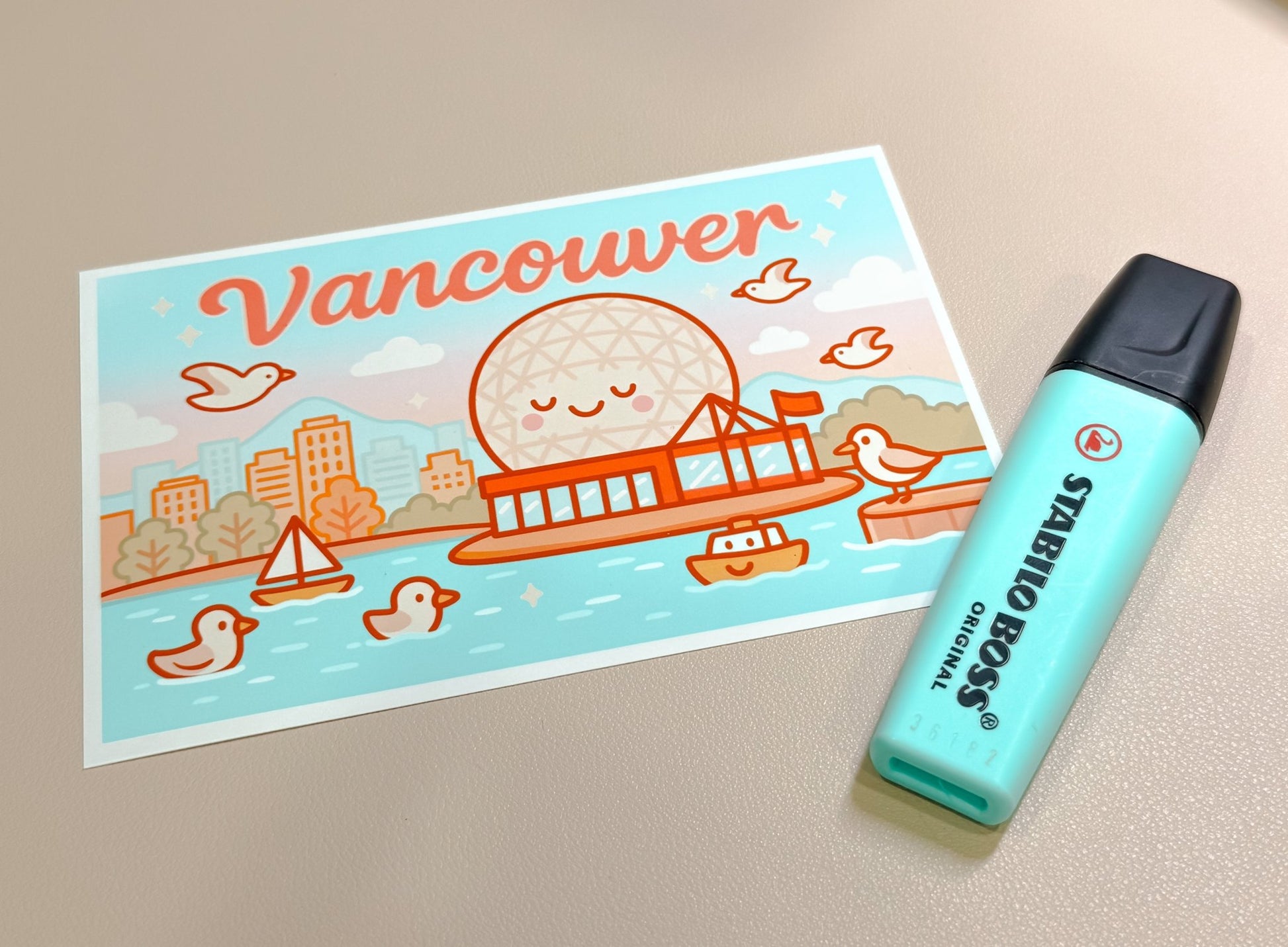 Vancouver Science World Art Print Kawaii Canada Gift Whimsical Travel Souvenir Illustration - Paige Poutine