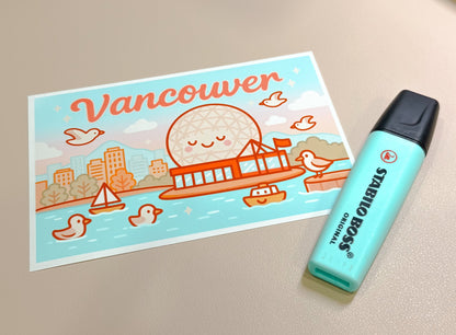 Vancouver Science World Art Print Kawaii Canada Gift Whimsical Travel Souvenir Illustration - Paige Poutine