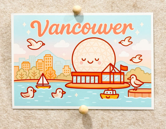 Vancouver Science World Art Print Kawaii Canada Gift Whimsical Travel Souvenir Illustration - Paige Poutine