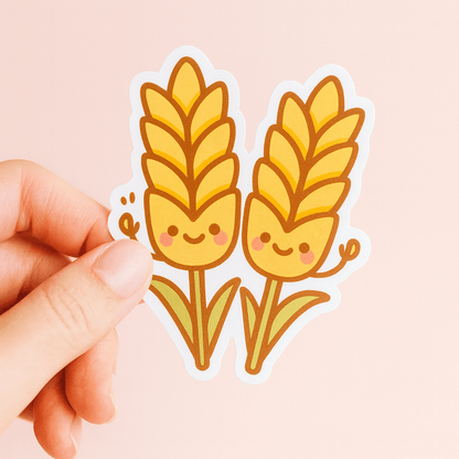 Wheat Buds Friends Sticker – Cute Canadian Prairie Grain Vinyl Sticker | Cozy Farmcore Aesthetic - Paige Poutine